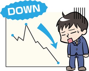 株価下落で損をした男性　イラスト