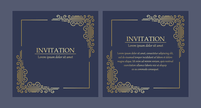 Square art deco invitation card