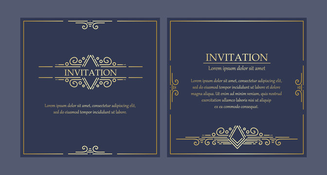 Square art deco invitation card