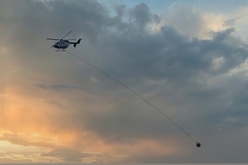 Water bombing fire fighting helicopters in action in Australia