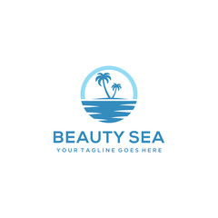 Illustration beauty beach modern minimalist logo design Vector