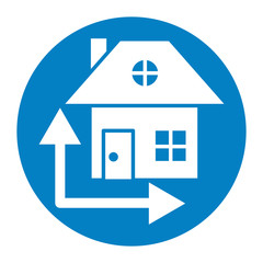 house front facade with arrow