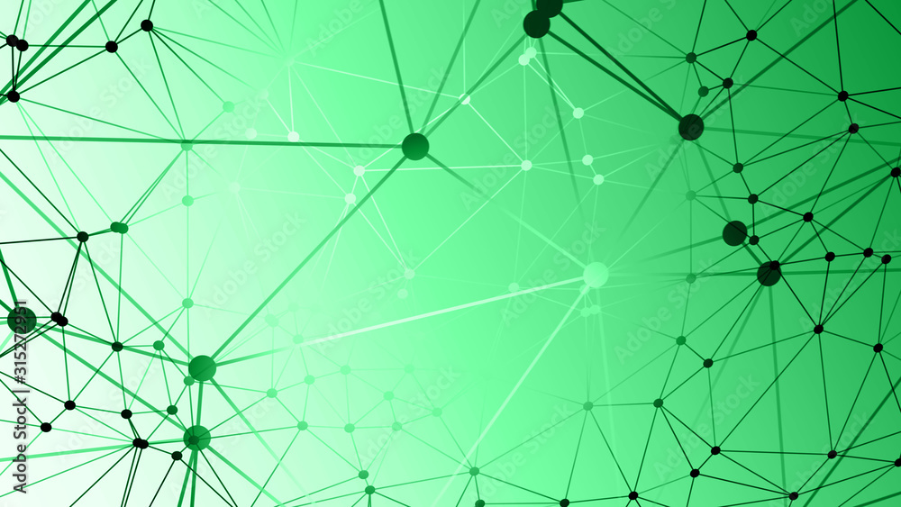 Wall mural random dots circles connected, ai machine learning background connect concept