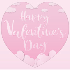 PrintThe pink valentine paper cut vector image for valentine’s day content.