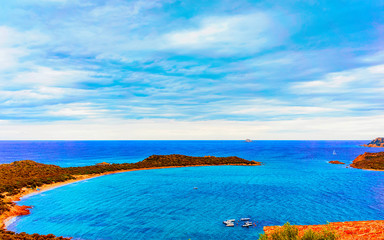 Landscape of Capo Coda Cavallo seen from San Teodoro in the Mediterranean sea in Olbia-Tempio...