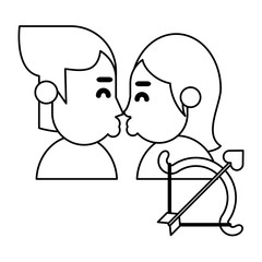 happy valentines day couple with arch and arrow