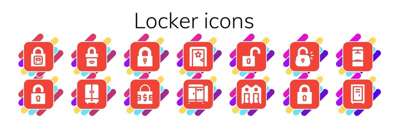 locker icon set