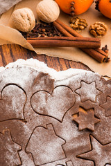 Baking for Christmas, rolled out dough with cookie