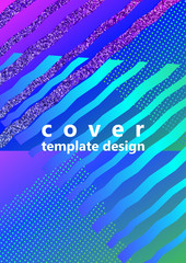 Trendy abstract design of bright stripes and triangles on a color gradient background. Business template for print products.