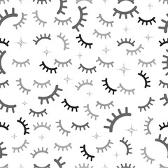 seamless  monochrome eyelash pattern background