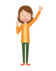 女性　ガッツポーズ　喜ぶ　嬉い