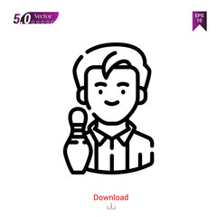 Outline bowler icon. bowler icon vector isolated on white background. Graphic design, material-design,sport-avatars icons mobile application, logo, user interface. EPS 10 format vector