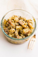 Herring salad with garlic, herbs and olive oil
