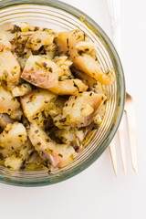 Herring salad with garlic, herbs and olive oil