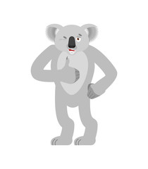 Koala thumbs up and winks. koala bear happy emoji. Beast Vector illustration