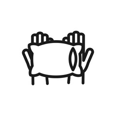 hands with pillow mattress comfortable soft textile linear design