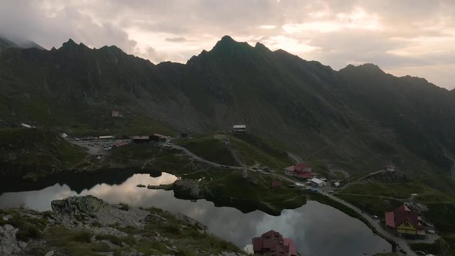 4K Transfagarasan Road Balea Lake Reveal Drone Footage Dawn Sunrise