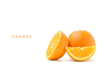 Fresh orange isolated on white background, with clipping path