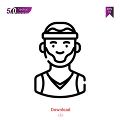 Outline basketball-player icon vector isolated on white background. Graphic design, material-design,sport-avatars icons mobile application, logo, user interface. EPS 10 format vector