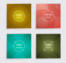 Abstract vinyl records music album covers set.