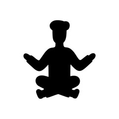 Silhouette man in lotus position. Hand drawn design for yoga and business. Meditation concept. Flat vector illustration. Cartoon character Hindu isolated on white background