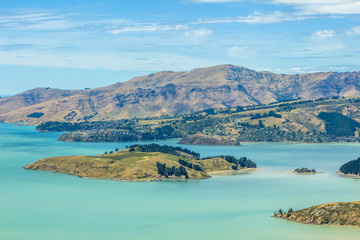 Fototapeta premium Lyttleon harbour christchurch new zealand landscape