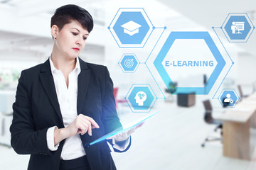 Business, Technology, Internet and network concept. E-learning Education Internet Technology Webinar Online Courses concept.