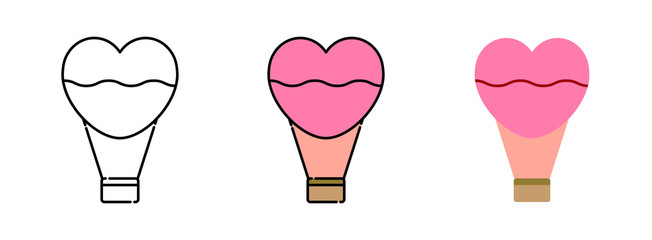 Heart Balloon icon set isolated on white background for web design,Valentine day concept