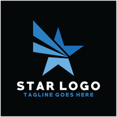 Obraz premium Star logo design vector with flat color style. Brand technology company for app, browser, t-shirt, billboard, identity and creative start-up.