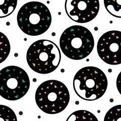 seamless doughnuts with colorful glitter topping pattern background