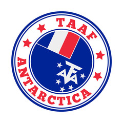 TAAF sign with flag of French Southern Territories in Antarctica. Vector illustration.