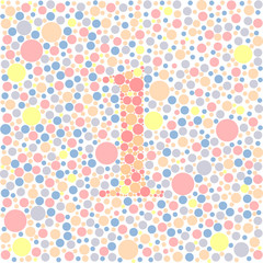 seamless number one from colorful polka dot pattern background