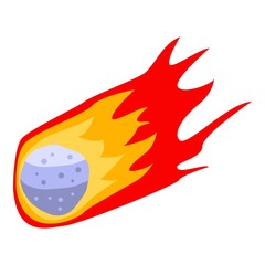 Fire meteorite icon. Isometric of fire meteorite vector icon for web design isolated on white background