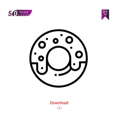 Outline donut icon. donut icon vector isolated on white background. Graphic design, material-design, food icons, mobile application, logo, user interface. EPS 10 format vector