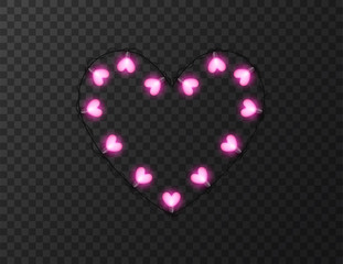 Heart shaped lights isolated on transparent background, design vector illustration