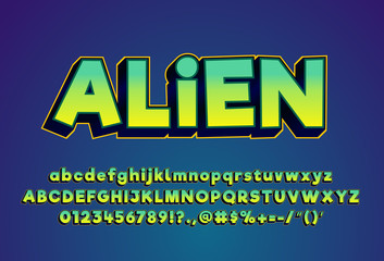 Modern bold text effect with modern 3d design, gradient font complete set alphabet for game title or logo