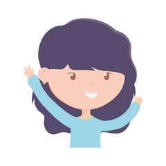 portrait young happy woman cartoon on white background