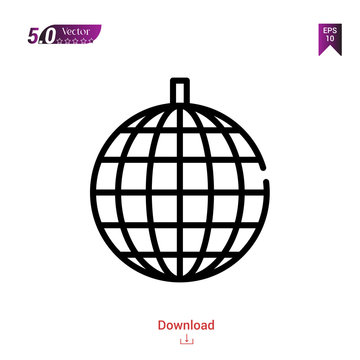 Outline disco-ball icon. disco-ball icon vector isolated on white background. Graphic design, material-design icons, mobile application, logo, user interface. UI / UX design, EPS 10 format vector