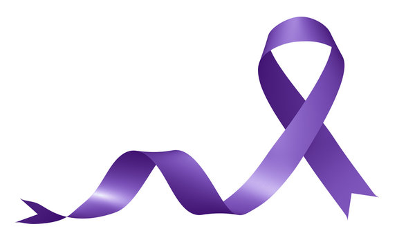 Purple Ribbon isolated on white background Purple Day epilepsy awareness symbol.