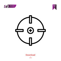 Outline crosshair icon. crosshair icon vector isolated on white background. Graphic design, material-design, nuclear element icons, mobile application, logo, user interface. EPS 10 format vector