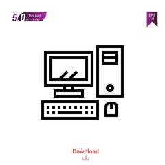 Outline computer icon. computer icon vector isolated on white background. Graphic design, material-design, school icons, mobile application, logo, user interface. EPS 10 format vector
