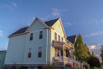 Traditional American house from low angle day light