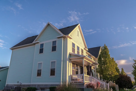 Traditional American House From Low Angle Day Light