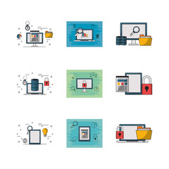 bundle of electronics devices and infocharts icons