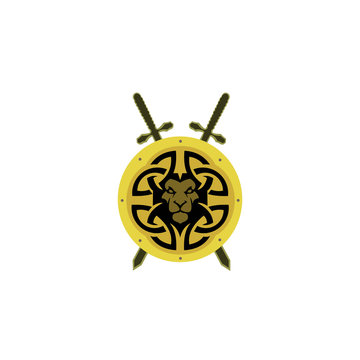 illustration lion king shield logo, Element for the brand identity, elegant icon. lion shield