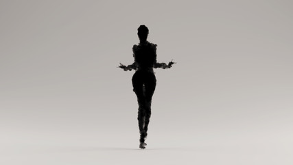Black Smoke Woman Sexy Spirit Figure Demon White Background 3d illustration 3d render