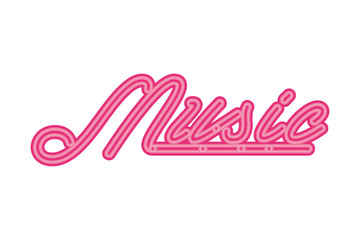 music lettering neon lights label