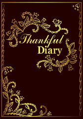 Thankful diary cover with curly ornate vector