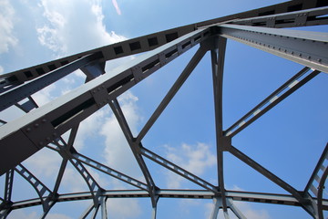 Structural steel bridge,Krung Thon Bridge,Saphan Sang Hi is a bridge over the Chao Phraya River in Bangkok