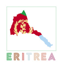 Eritrea Logo. Map of Eritrea with country name and flag. Astonishing vector illustration.